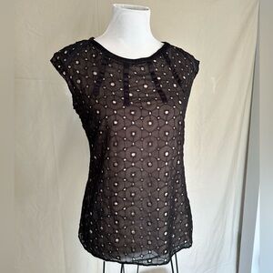 The Limited Eyelet Black Semi-Sheer Blouse, taupe size medium mixed media chic